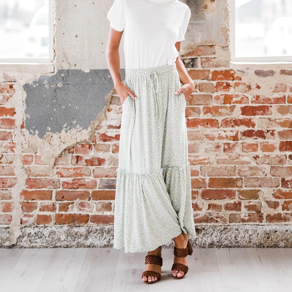 Sage ULYSSIA FLORAL MAXI SKIRT (Journey Five)